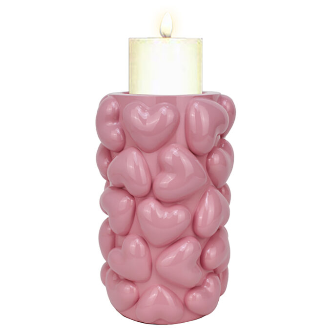 Kandelaar Emel hearts groot (Pink)