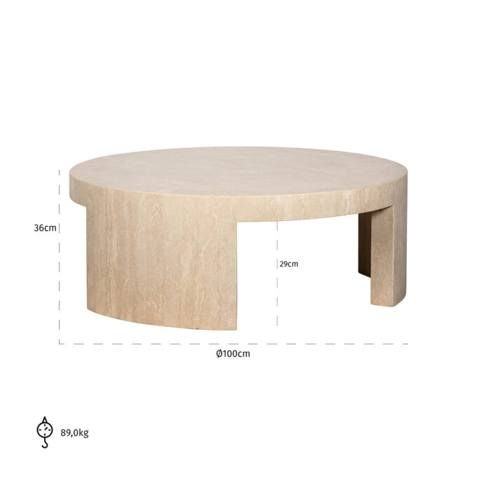 Salontafel rond Richmond Biltmore Italian Beige Travertine