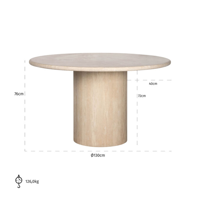 Ronde eettafel Renaissance beige Travertine (Beige)