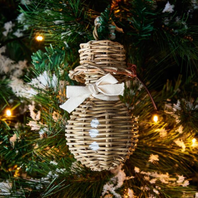 Rivièra Maison Rustic Rattan Snowman Ornament - NIEUW!