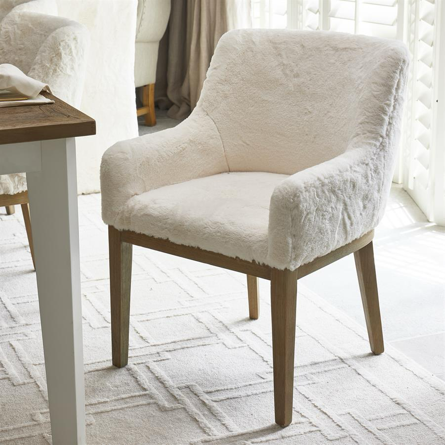Eetkamerstoel met leuning Rivièra Maison Whistler Faux Fur Snow