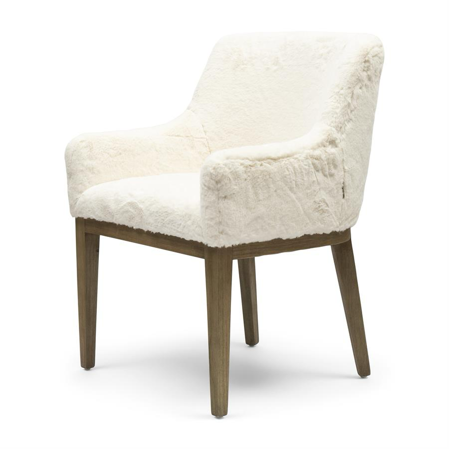 Eetkamerstoel met leuning Rivièra Maison Whistler Faux Fur Snow