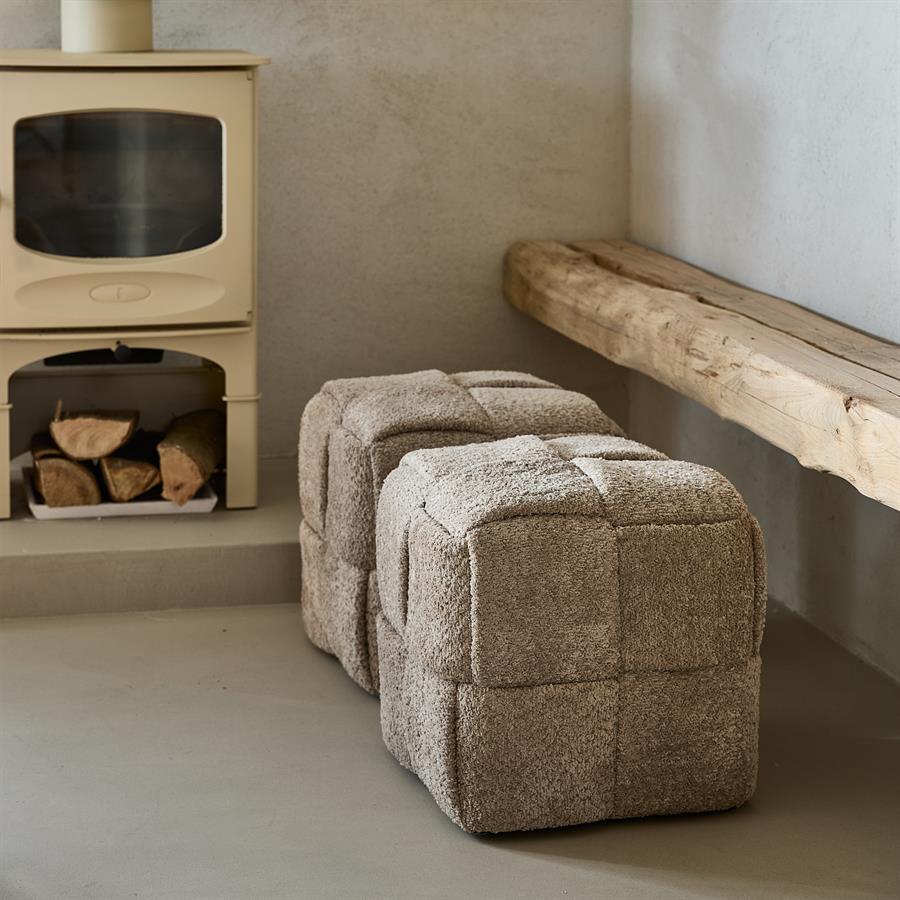 Rivièra Maison Qbic Poef 40x45 Soft Walnut
