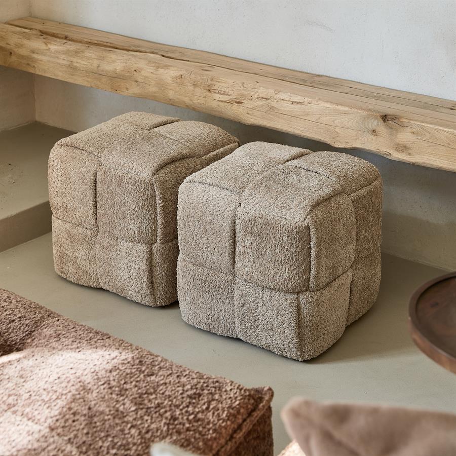 Rivièra Maison Qbic Poef 40x45 Soft Walnut