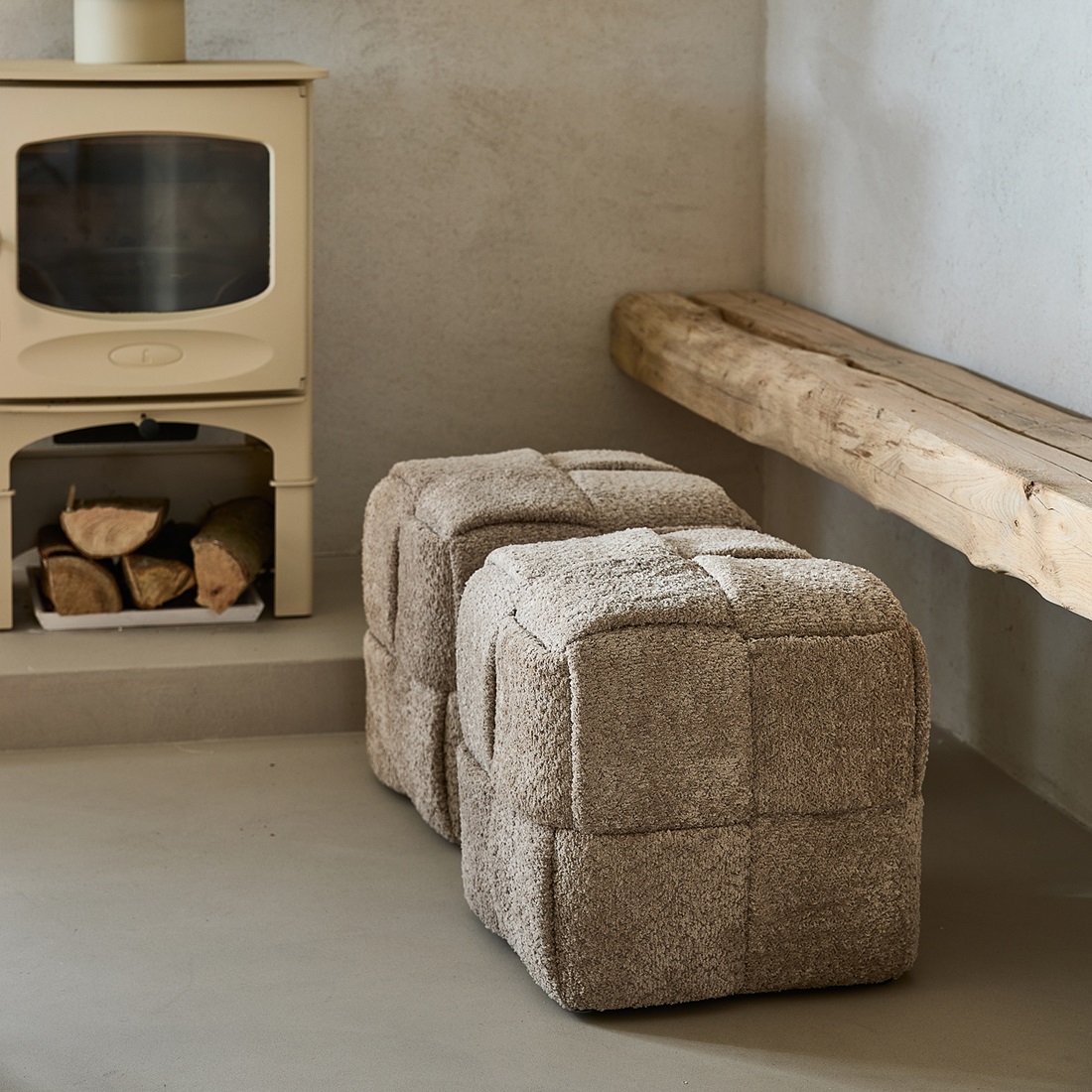 Rivièra Maison Qbic Poef 40x45 Soft Walnut